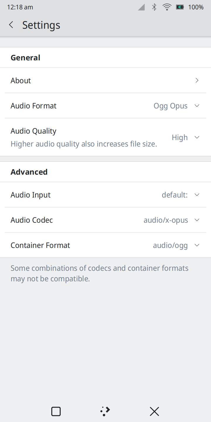 Settings of KRecorder